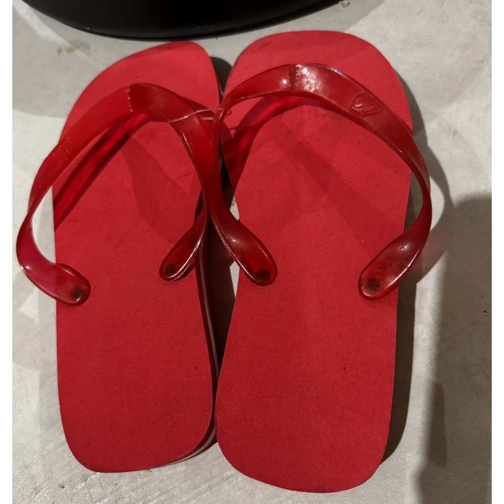 Vintage Marathon Flip Flops Sandals Red And White Beach Pool US Size 9 Unisex